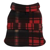 Casual Canine Polyester Plaid Fleece 20-Inch Dog Barn Coat, Large, Red
