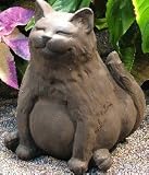 Cast Stone HAPPY FAT Kitten CAT Garden SCULPTURE Feline KITTY Statue