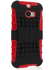 Wireless: myLife Gothic Black + Venetian Red {Rugged Design} Two Piece Neo Hybrid (Shockproof Kickstand) Case for the All-New HTC One M8 Android Smartphone - AKA, 2nd Gen HTC One (External Hard Fit Armor With Built in Kick Stand + Internal Soft Silicone Rubberized Flex Gel Full Body Bumper Guard) - myLife Brand Products