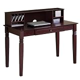 Elegant Solid Wood Desk with Hutch - Walnut Brown