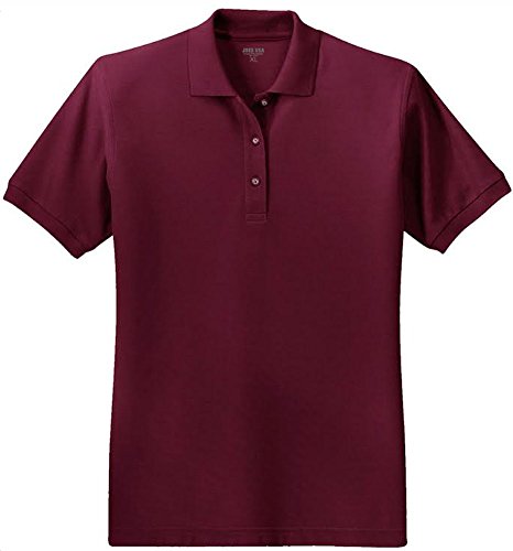 Joe's USA(tm) Ladies Short Sleeve Polo Shirt-Maroon-XL