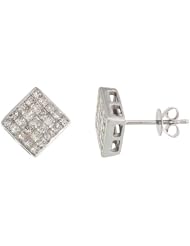 14k White Gold Square Stud Diamond Earrings, w/ 1.11 Carats Invisible Set Diamonds, 5/16" (8mm)