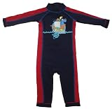 Bright Bots Australian Sun / UV Protection UPF50+ Boys Sunsuit Navy and Red Long Leg/Sleeve All in One size 12-18 months