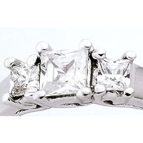 DIAMOND engagement RING WHITE GOLD PRINCESS CUT 3 STONE