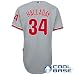 MLB Men's Philadelphia Phillies Roy Halladay Six Button Cool Base Authentic Road Jersey (Road Gray, 40/Medium)