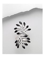Black Resin Tree Reconstructed stones Ring In 92.5 Sterling Silver