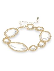 Riccova "Sliced Glass" 14K Gold Plated Sliced Stones with Cubic Zirconia Bracelet, 6.5"