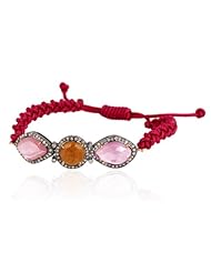 18kt Gold Diamond Pave Gemstone Macrame Bracelet Silver Fashion Jewelry