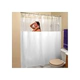 STALL Size VINYL Shower Curtain 54'' wide x 78'' LONG - WHITE with Clear Top