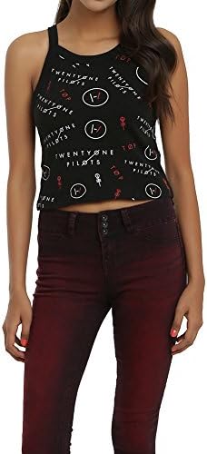 Twenty One Pilots Print Symbols Girls Halter Black Fitness Vest Camis (Asia Medium, Black)
