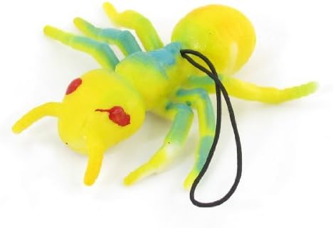 Amarillo azul de silicona suave Artificial Ant Ornamento en forma de llavero