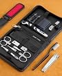 11 Piece Men's Travel BB103 Manicure/Shave Set with Mach 3 Razor in Black Leather Case
