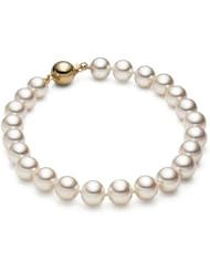 HinsonGayle AAA Gem Collection 7.5-8.0mm White Cultured Pearl Bracelet (14k Yellow Gold)