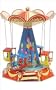 Tin lever-wind old-time basket-seat carousel figurine