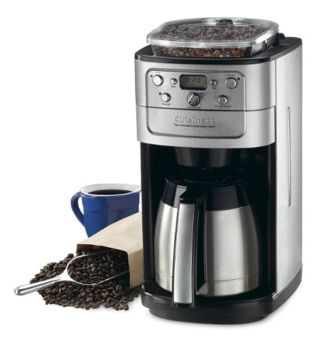Cuisinart (DGB-900BC) 12 Cup Grind & Brew Coffeemaker (Brushed Chrome) + Cuisinart DCG-12BC Grind Central Coffee Grinder (Refurbished)