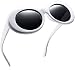 Joopin Polarized Clout Sunglasses Women Men Bold Retro Oval Mod Style Polarized Goggles (White Black)