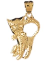 Dazzlers Solid 14k Gold Cat Charm Pendant Available in three colors from jewelsberry (weights: 4.9 grams only)
