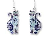 Fancy Cat Silver & Enamel Earrings