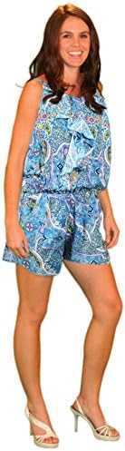 VenJoin 100% Rayon Halter Top Shorts Jumpsuit M/L Turquoise