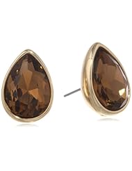 Napier "Color Sparklers" Gold-Tone Sparkling Brown Pear Shape Button Earrings