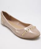 Bamboo Sami-97 Gold Studded Round Toe Ballerina Flats NUDE (7.5)