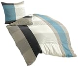 Produkt-Bild: Bierbaum 4643_09 Mako-Satin Bettw&auml;sche Dessin 135 x 200 cm und 80 x 80 cm, aqua