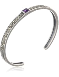 Sterling Silver Oxidized Gemstone and Marcasite Bangle Bracelet, 7.25"