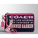 Coach Bonnie Girly Graphic Large Wristlet Bag Case Purse 42582 Navy Pink