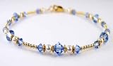 Sapphire-September Beaded Anklets: Swarovski Crystal Birthstone Jewelry. Adjustable 14K Gold Filled Ankle Bracelets