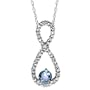 10k White Gold Diamond and Blue Topaz Infinity Pendant (1/10 cttw, I-J Color, I3 Clarity), 18"