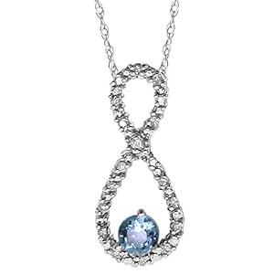 Buy 10k White Gold Diamond and Blue Topaz Infinity Pendant (1 10 cttw, I-J Color, I3 Clarity), 18 by Amazon.com Collection