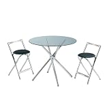 Cafe-305 3-pc. Mini Round Dining Set- Glass/ Chrome
