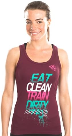 ViewSPORT Women's Sweat Activated "EAT CLEAN GREEN" Regular Tank - Workout Tank Top Small