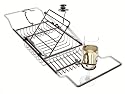 Present Time, Designer Bath Tub Caddy, Chrome (Holds Candle, Book and Champagne Glass)