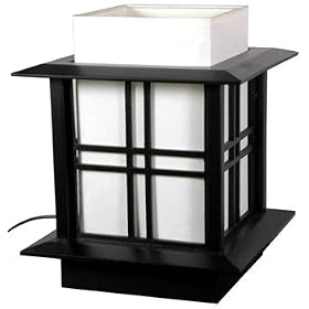 Good Best Discount Bargain Lamp - 10" Akida Japanese Wood & Rice Paper Shoji Lantern - Black