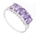 Genuine Emerald-Cut Amethyst 10K White Gold Ring Size 7