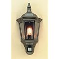 Black Outdoor Half Lantern Wall Light with Clear Glass and PIR Sensor - HP012933