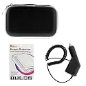 GTMax Black Rapid Car Charger + Premium Black Pouch Carrying Case + Durable Clear LCD Screen Protector for Garmin nuvi 265WT, nuvi 260W, nuvi 255W, nuvi 250W, nuvi 205W, nuvi 200W TomTom GO 920, 720, 930 630 730 GPS