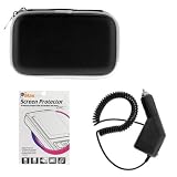 GTMax Black Rapid Car Charger + Premium Black Pouch Carrying Case + Durable Clear LCD Screen Protector for Garmin nuvi 265WT, nuvi 260W, nuvi 255W, nuvi 250W, nuvi 205W, nuvi 200W TomTom GO 920, 720, 930 630 730 GPS