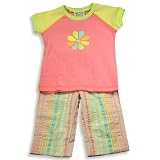 Mis Tee V-us - Toddler Girls Short Sleeve Pant Set, Pink, Yellow, Aqua (Size 4T)