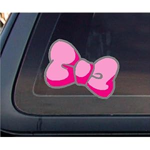 GLITTER PINK Bow Car Decal / Sticker