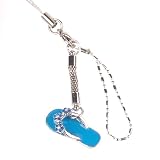 Hand Crafted Cellular Phone Charm - Fashion Flip Flop - Blue