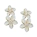 Sterling Silver with 14kt Yellow Gold Plated Accents Double Plumeria Synthetic CZ Drop Earrings
