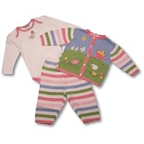 Hartstrings Baby Girls Three Piece Sweater Set ~ Flower Garden SIZE 0 3 months
