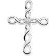14K White Gold Diamond Cross Pendant - 30.75x23.50mm