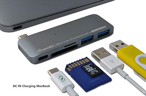 Gray USB Type C 5-in-1 Combo Hub With Charging Port, Kayenne USB-C Multiport Adapter Hub Card Readers