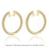 18K Yellow Gold Pave Hoop 2.00 Carat Diamond Earrings