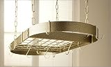 Rogar 2640 / 2641 Hammered Bronze Oval Pot Rack w/ Grid and Optional Additional Pot Rack Hooks