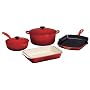Le Creuset Classic Enameled Cast-Iron 6-Piece Cookware Set, Satin Red