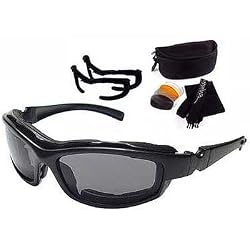 Bobster Road Hog II Adult Convertible Designer Sunglasses - Black/Smoke/Amber/Clear